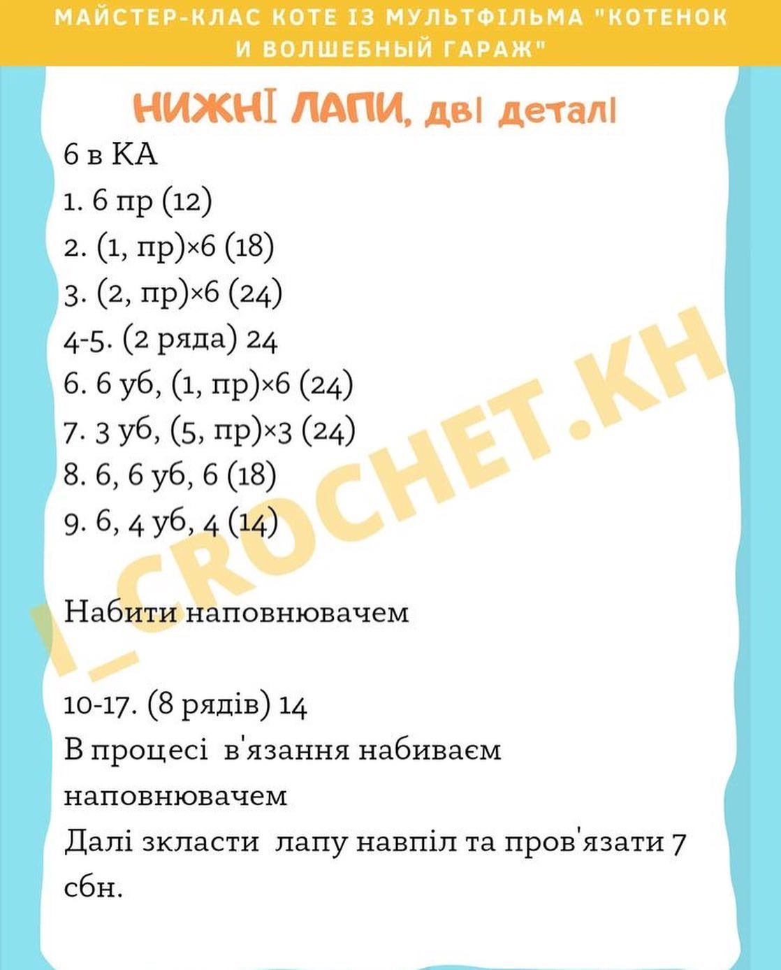Схема в’язання котика гачком. Автор