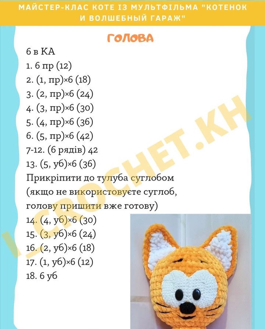 Схема в’язання котика гачком. Автор