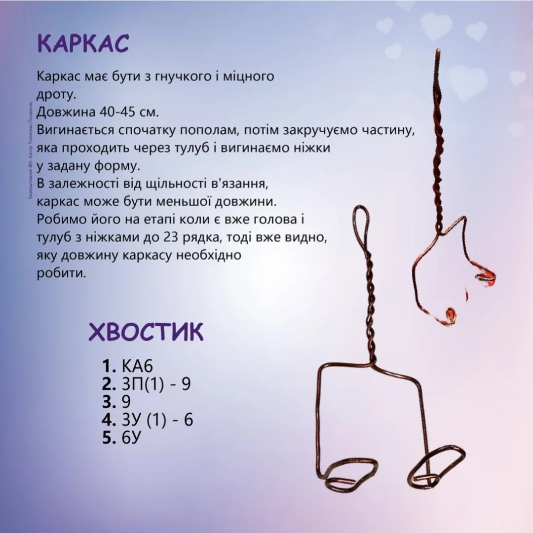 Схема в'язання милих ведмедиків з сердечком.