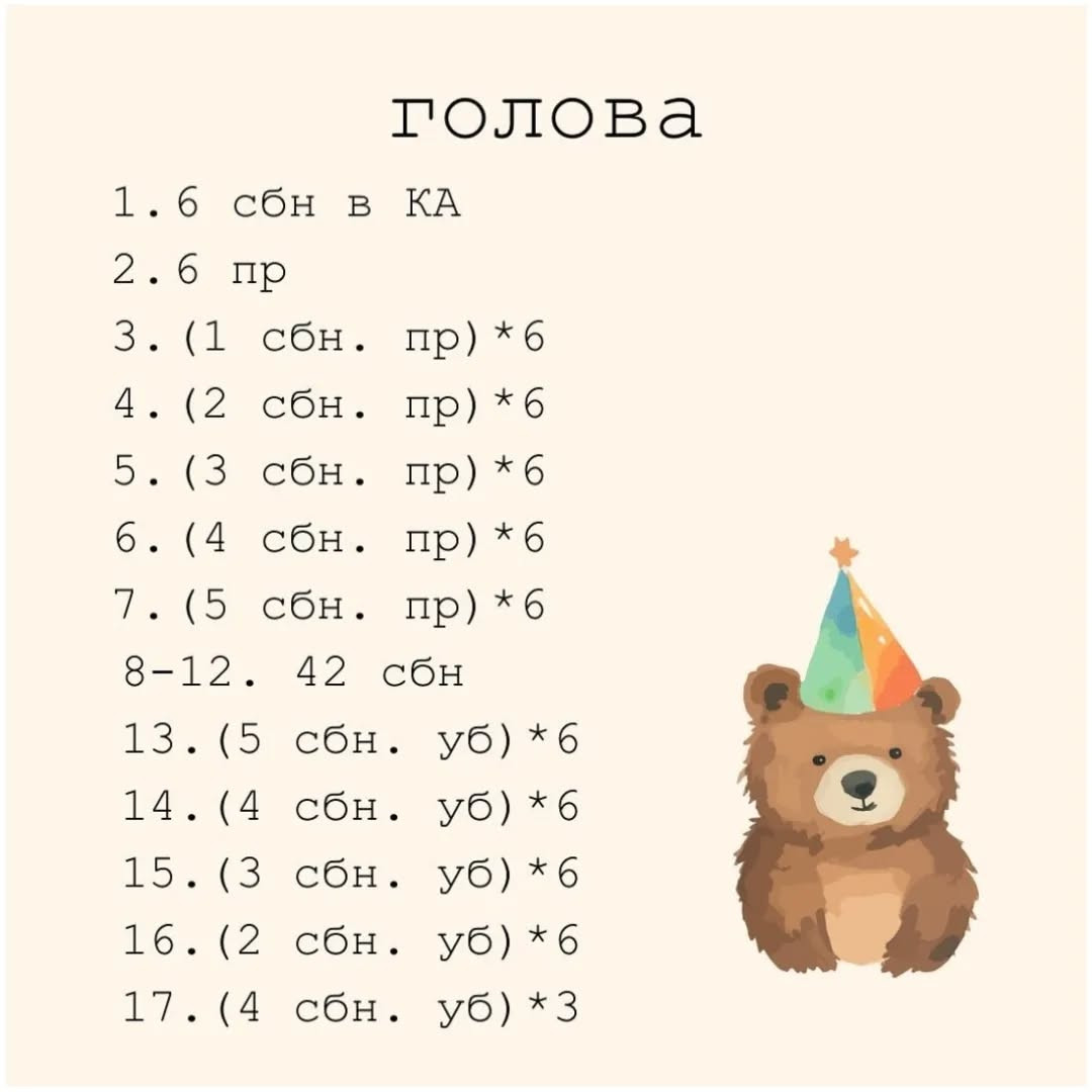 Схема в'язання милого ведмедика. Безкоштовним