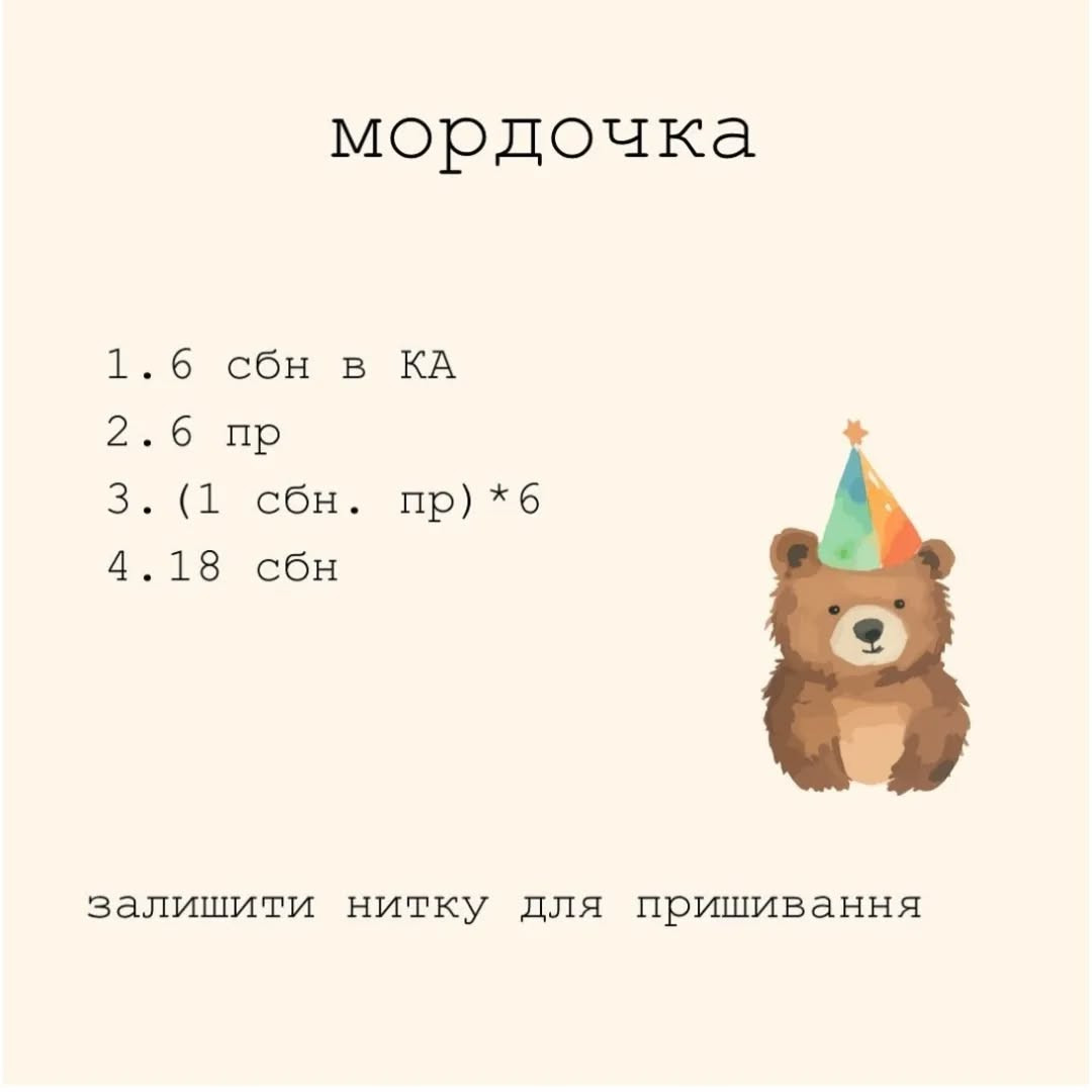 Схема в'язання милого ведмедика. Безкоштовним