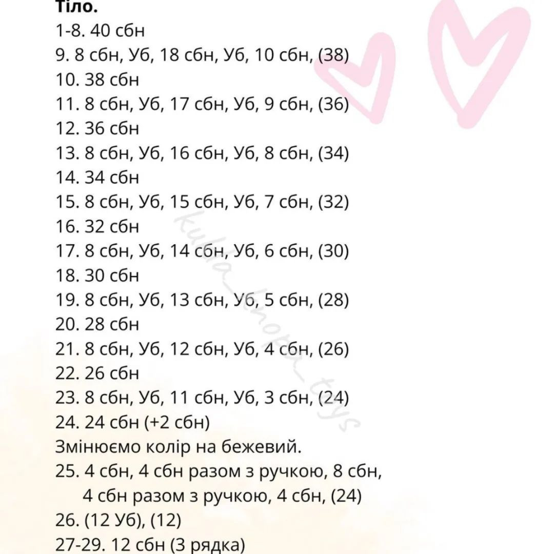 Схема в'язання мініатюрної ляльки