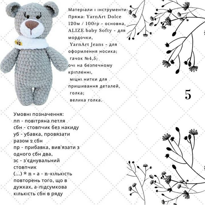 Схема в'язання плюшевого ведмедика. При публікації