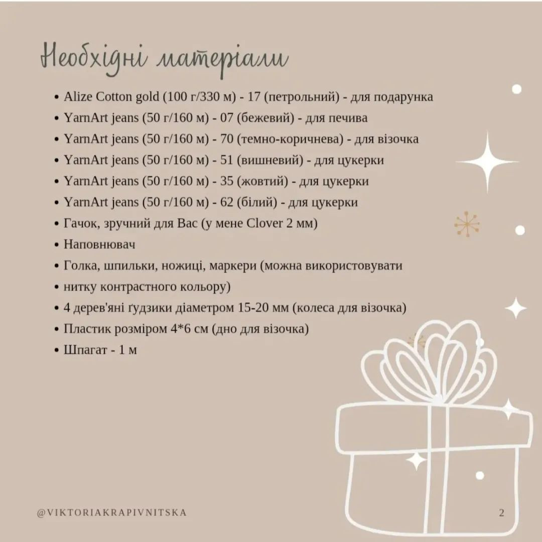 Схема в'язання візка зі смаколиками гачком