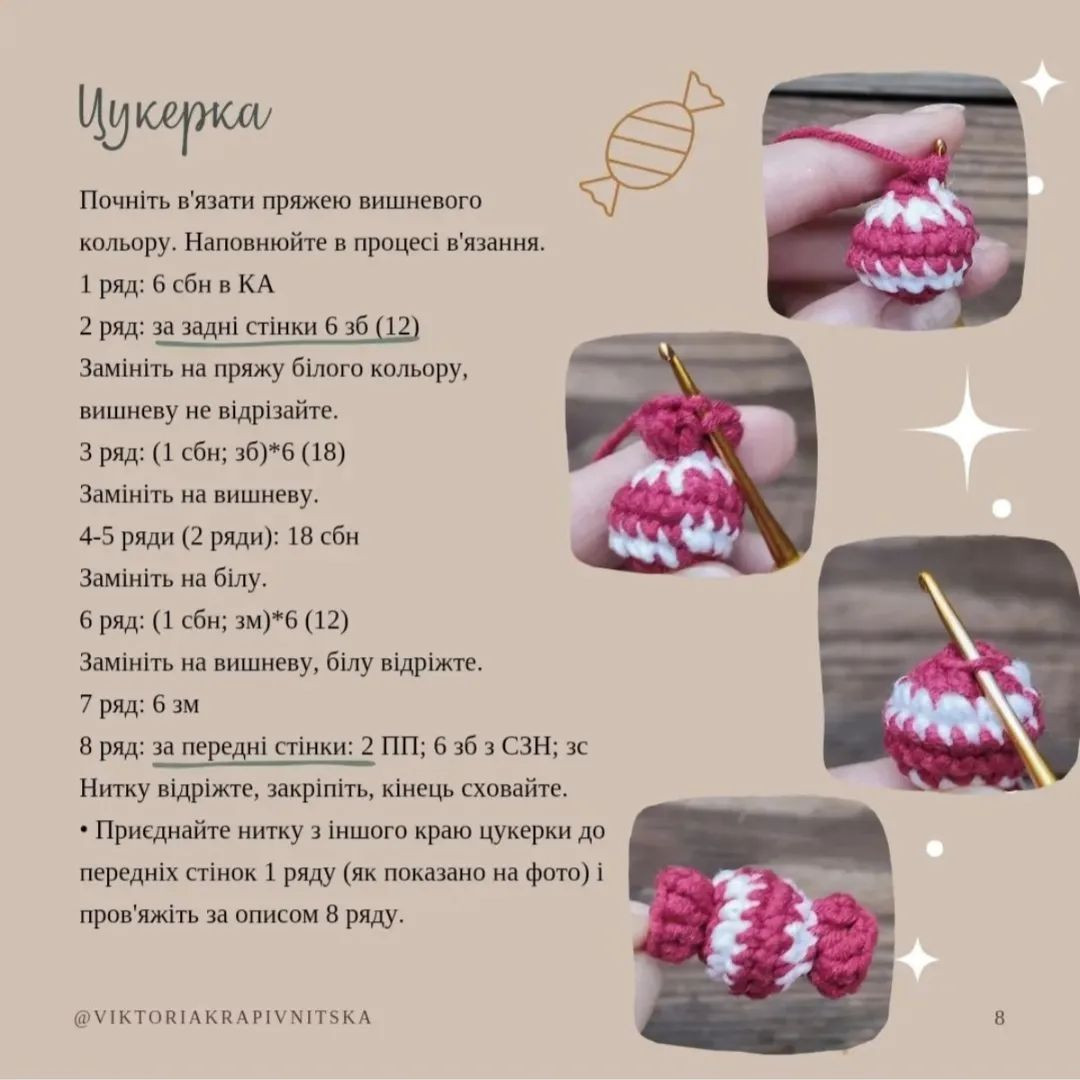 Схема в'язання візка зі смаколиками гачком