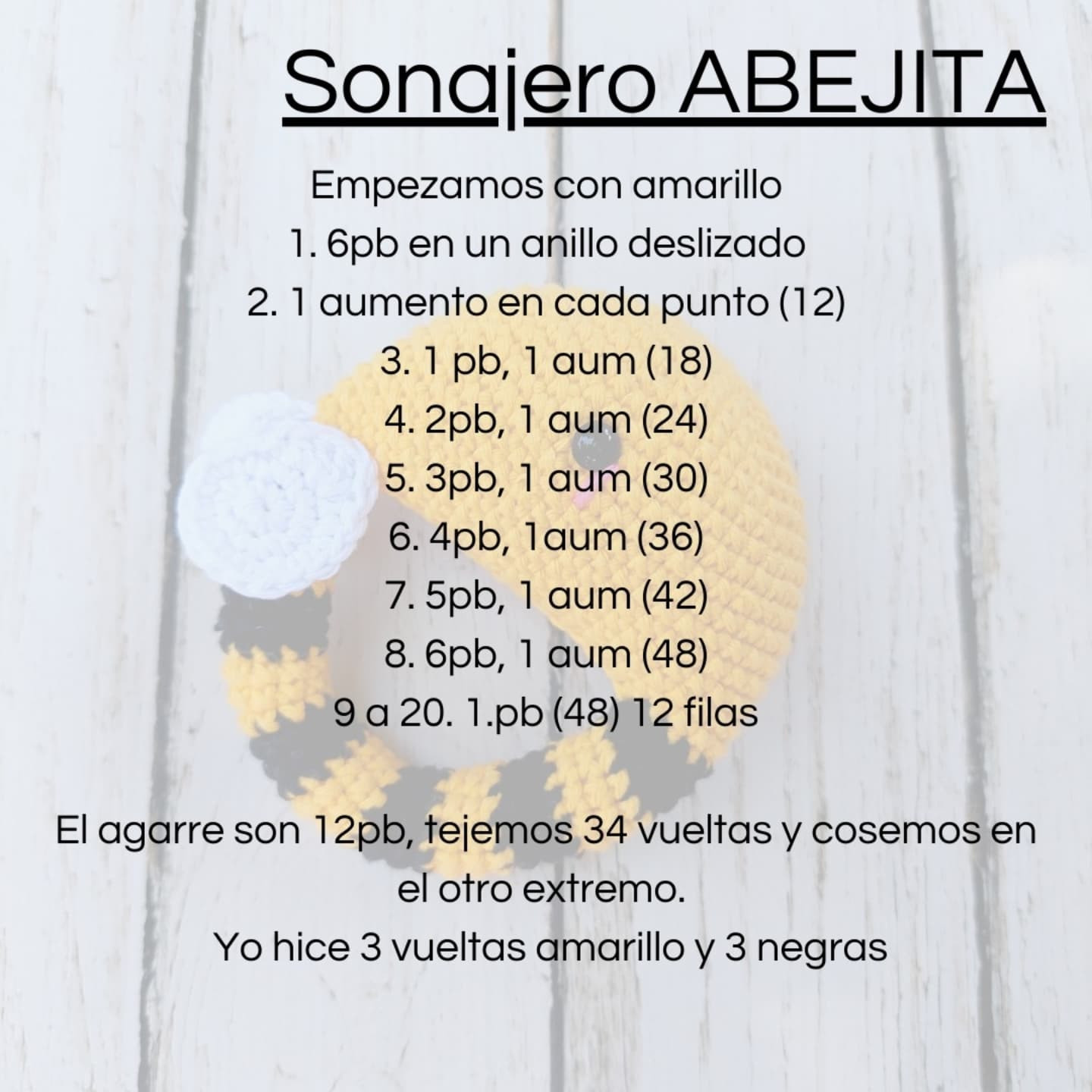 Sonajero ABEJITA: Patrón gratuito para tejer amigurumi