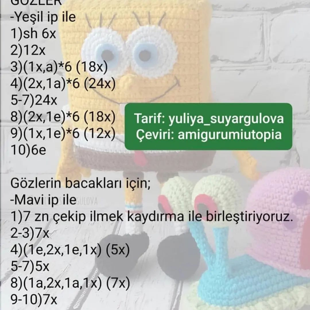 SüngerBob ve Gary Amigurumi Yapımı