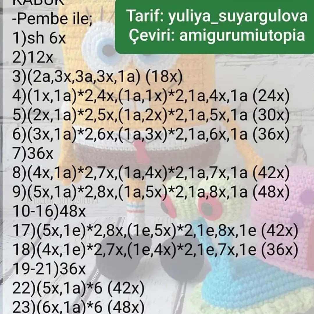 SüngerBob ve Gary Amigurumi Yapımı