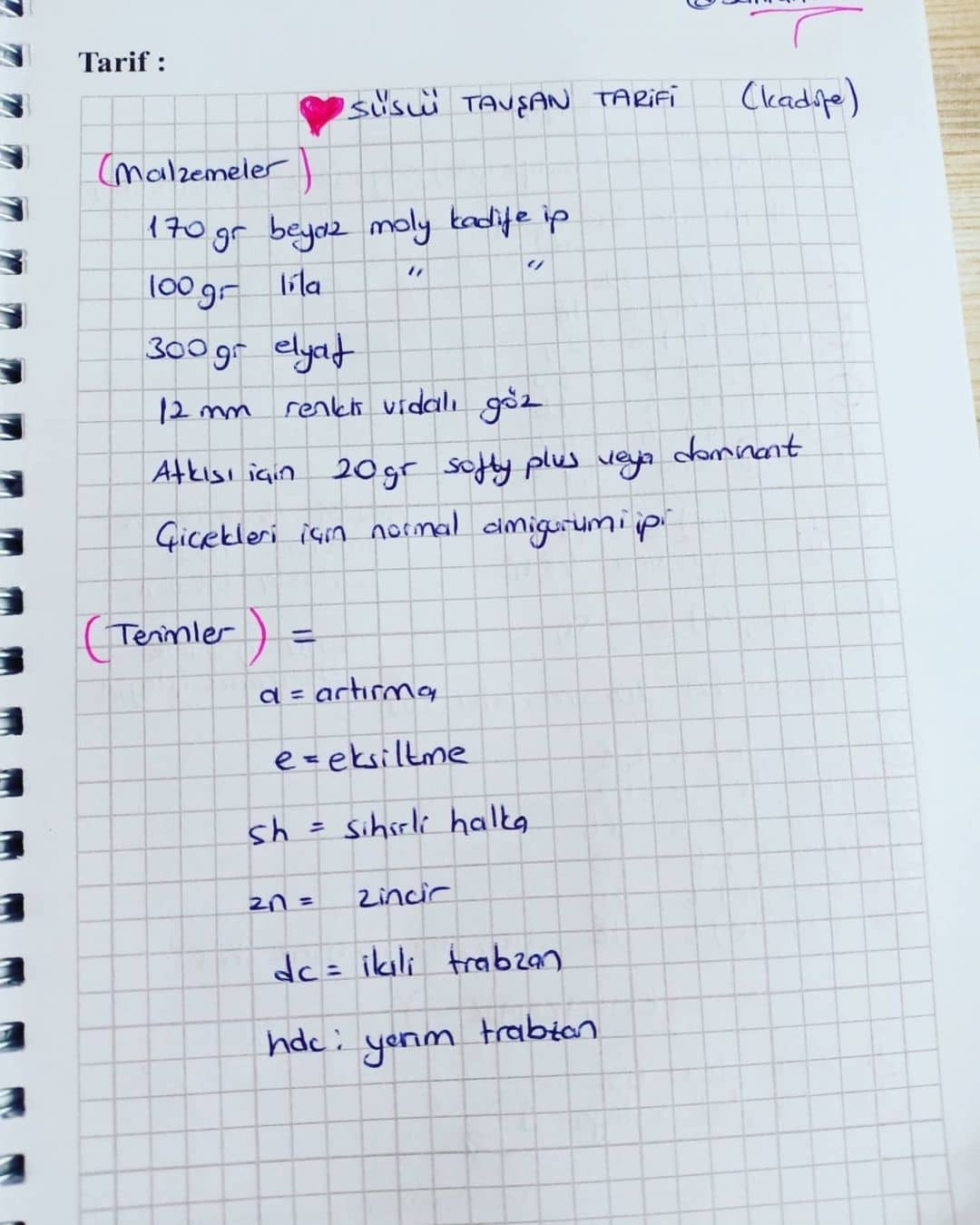 Süslemeli Kadife Tavşan Örgü Şeması