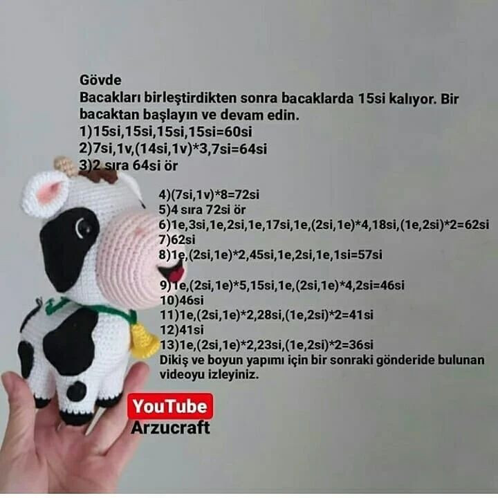 Süttaş İnek Büyük Burun Amigurumi Şeması