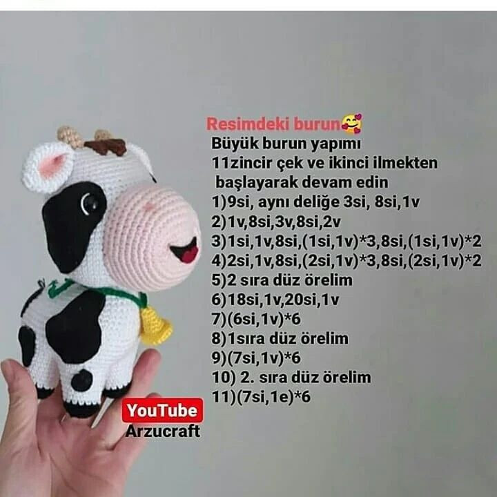 Süttaş İnek Büyük Burun Amigurumi Şeması