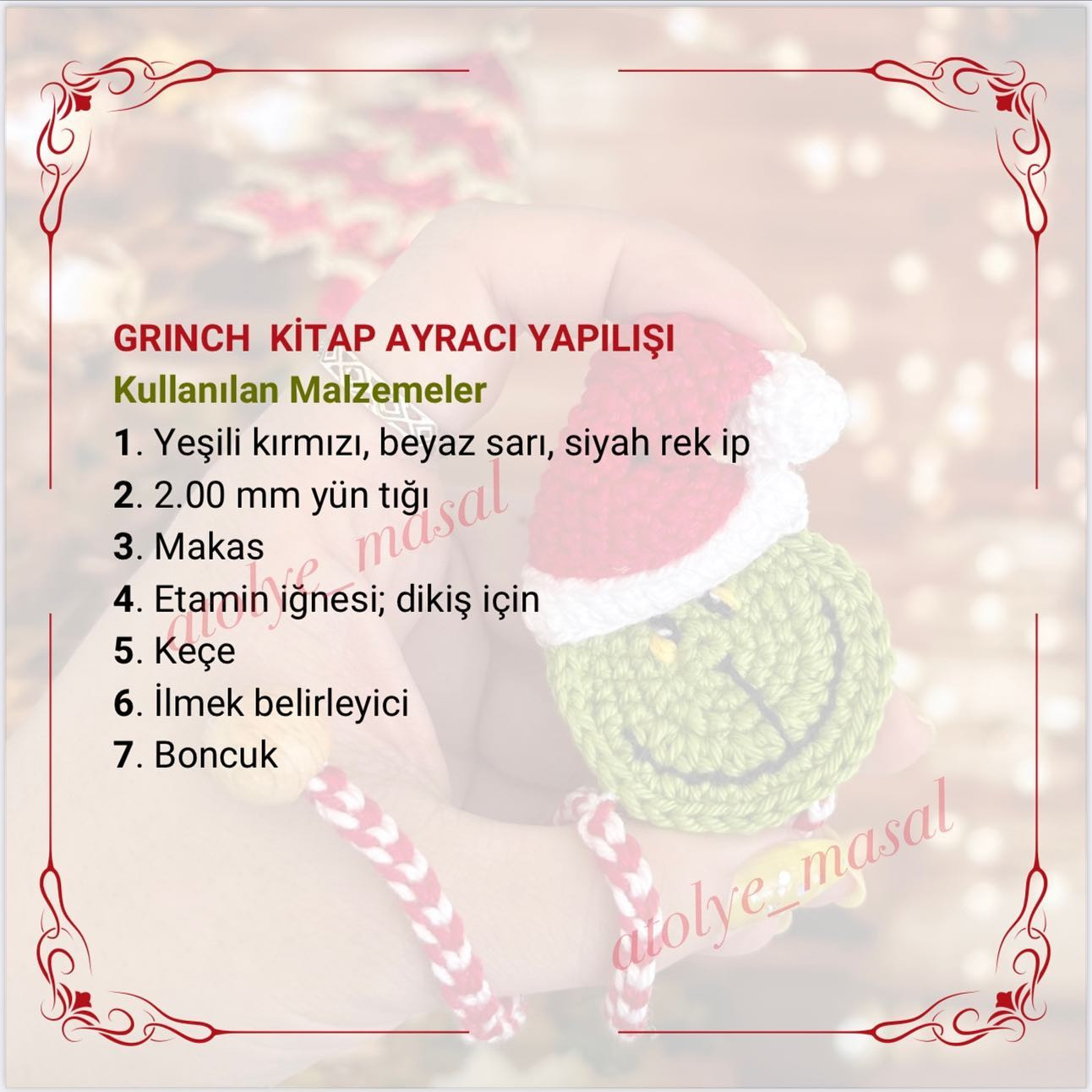 TARİF: GRİNCH KİTAP AYRACI ÖRNEĞİ