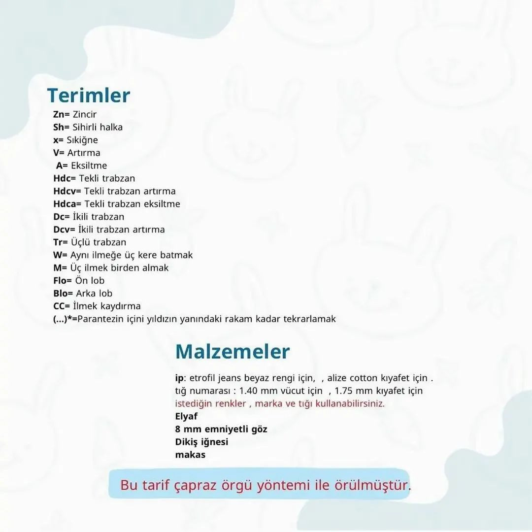 Tavşan Amigurumi Şeması: Ücretsiz Türkçe Kılavuz