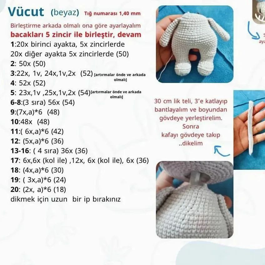 Tavşan Amigurumi Şeması: Ücretsiz Türkçe Kılavuz