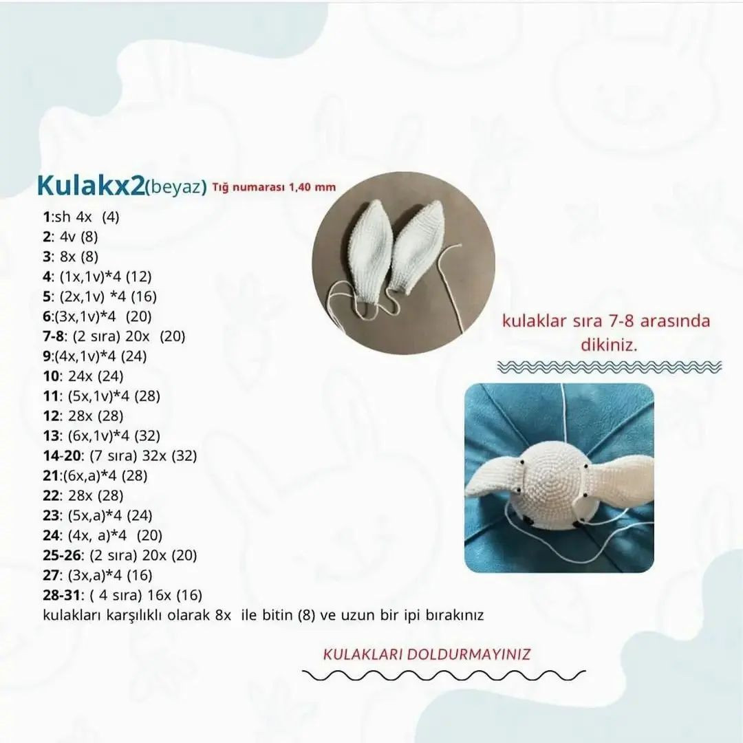 Tavşan Amigurumi Şeması: Ücretsiz Türkçe Kılavuz