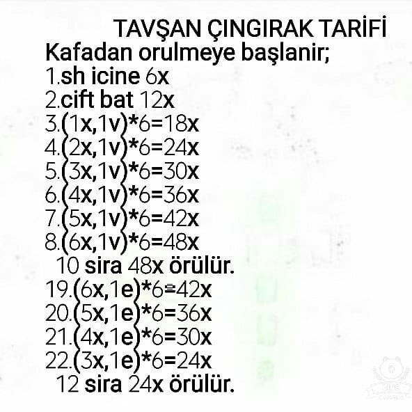 Tavşan Çıngırak ve Sepet Tığ İşi Tarifi