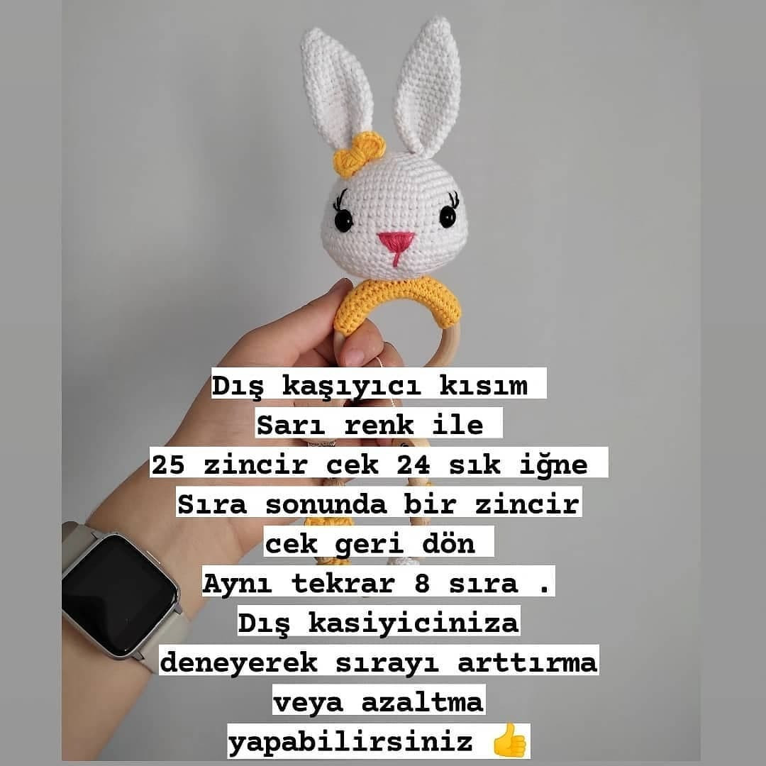 Tavşan diş kaşıyıcı çıngırak amigurumi tarifi