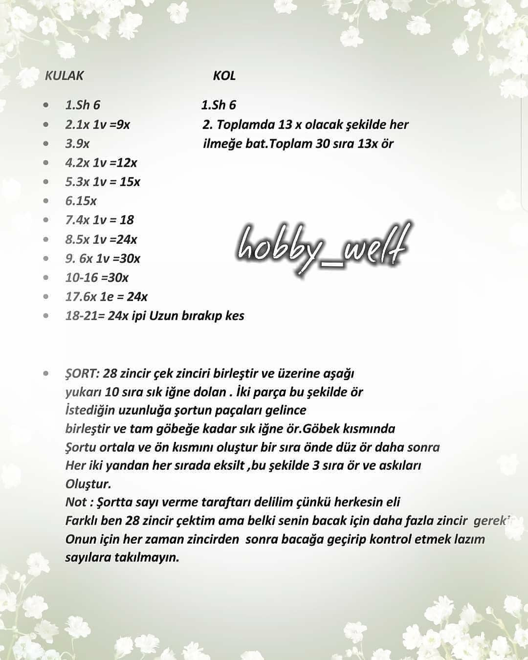 Tavşanlı Bebek Oyuncak Seti Şeması