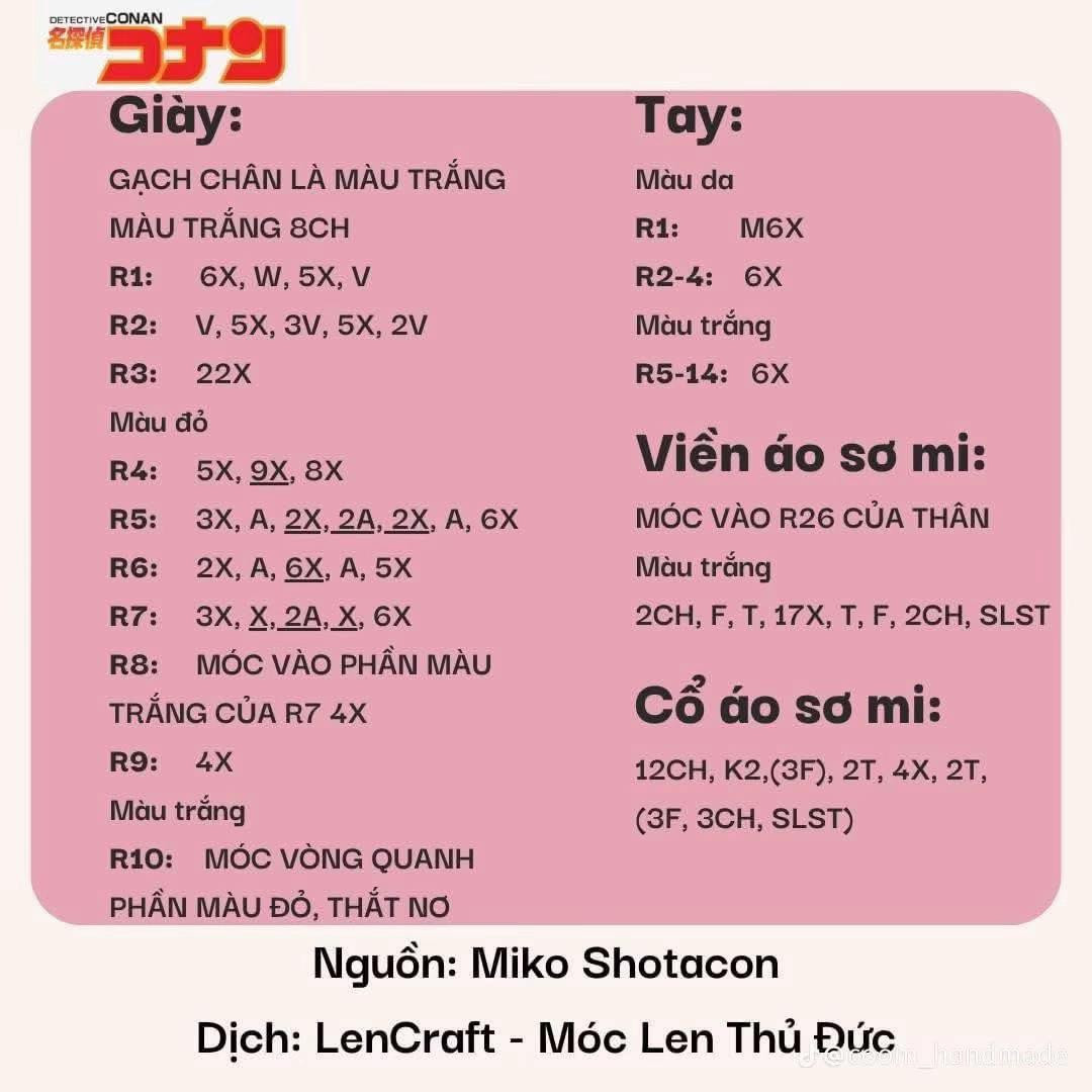 Thủ công móc len nhân vật Conan búp bê