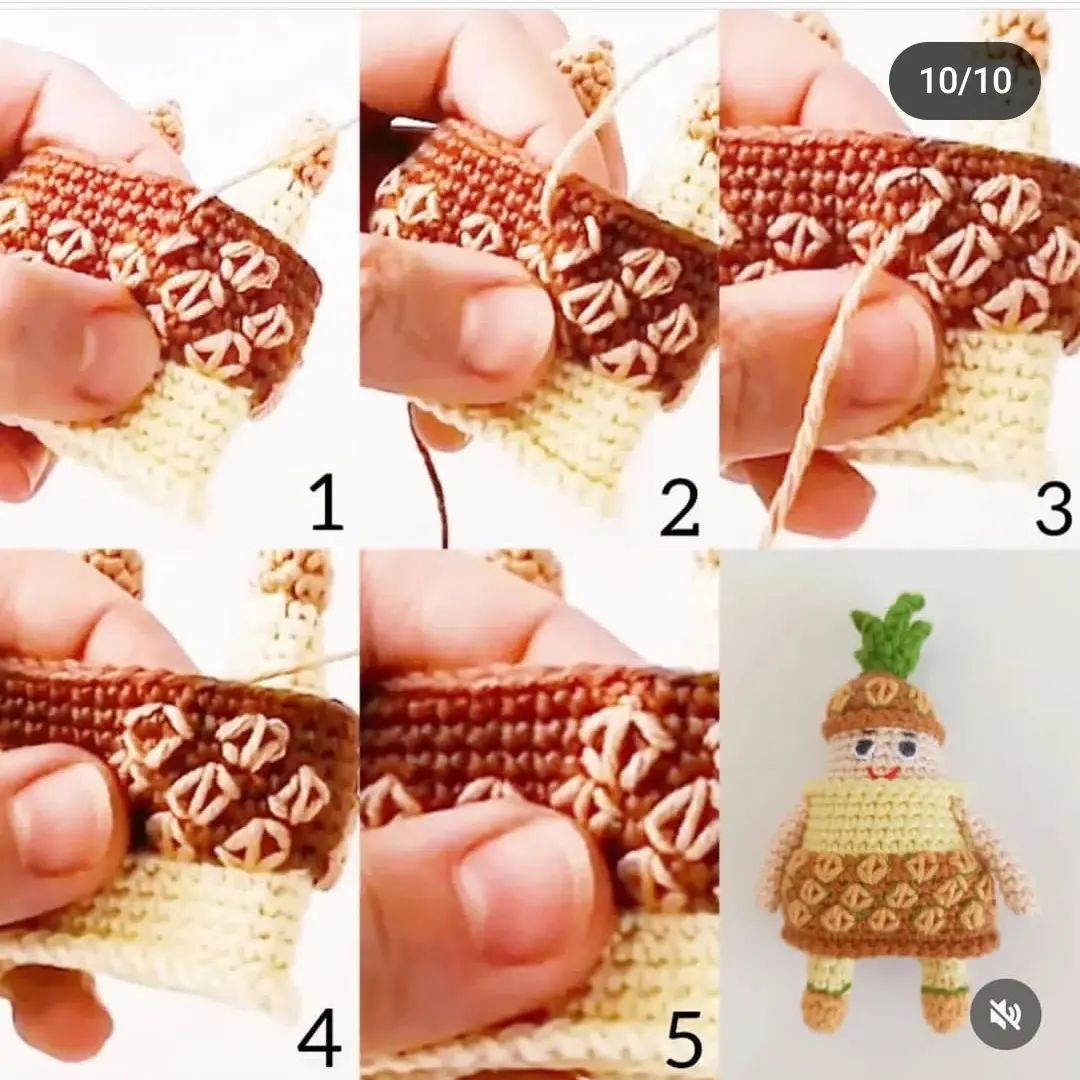 Tığ işi ananas bebek ve arkadaşları ücretsiz şeması