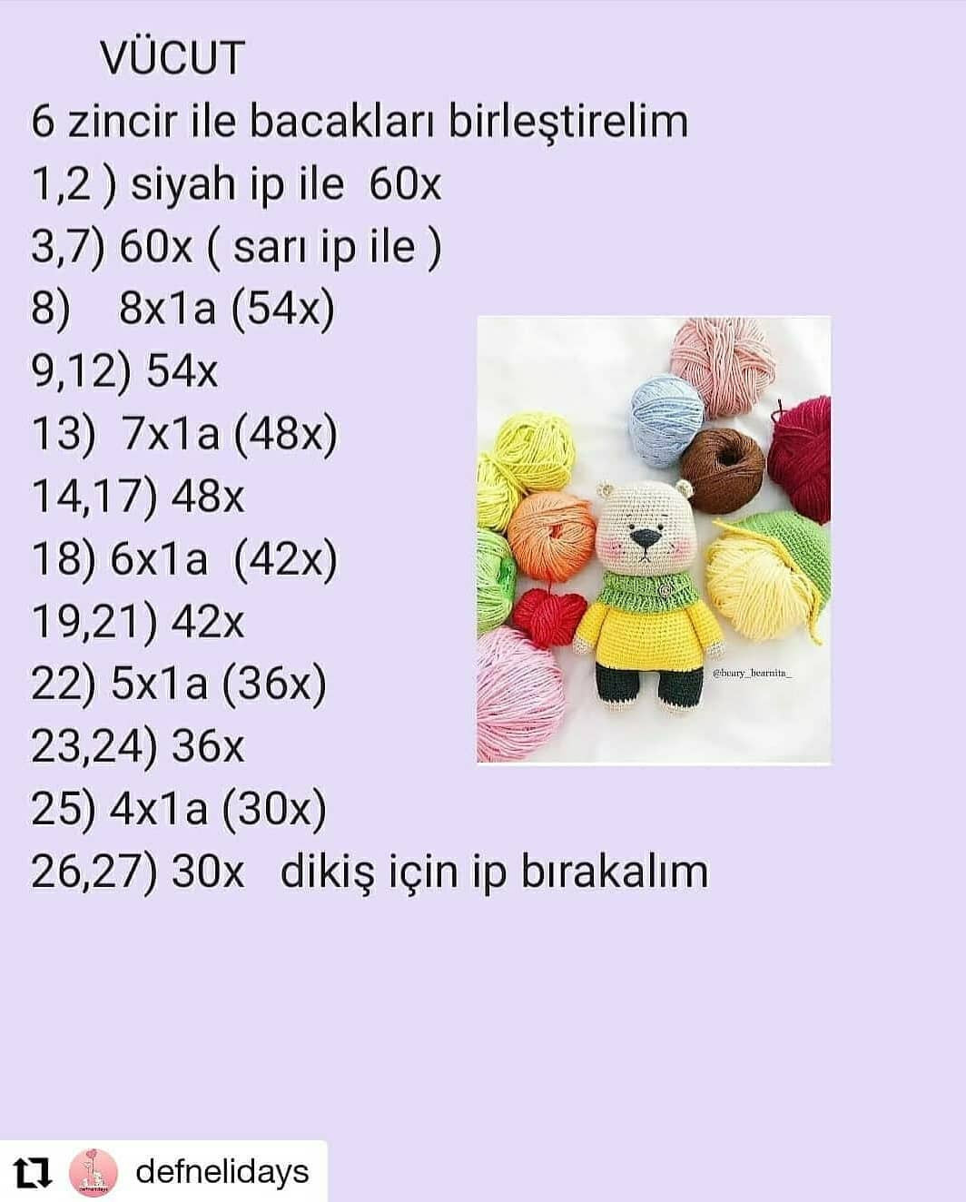 Tığ işi ayı amigurumi şeşeması