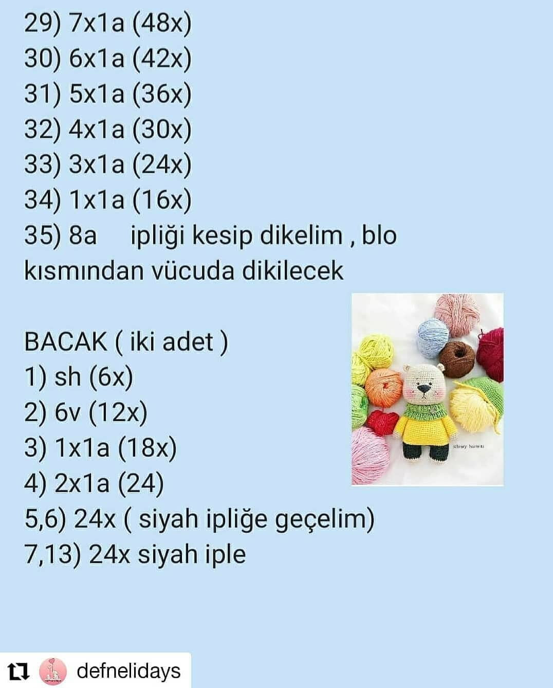Tığ işi ayı amigurumi şeşeması
