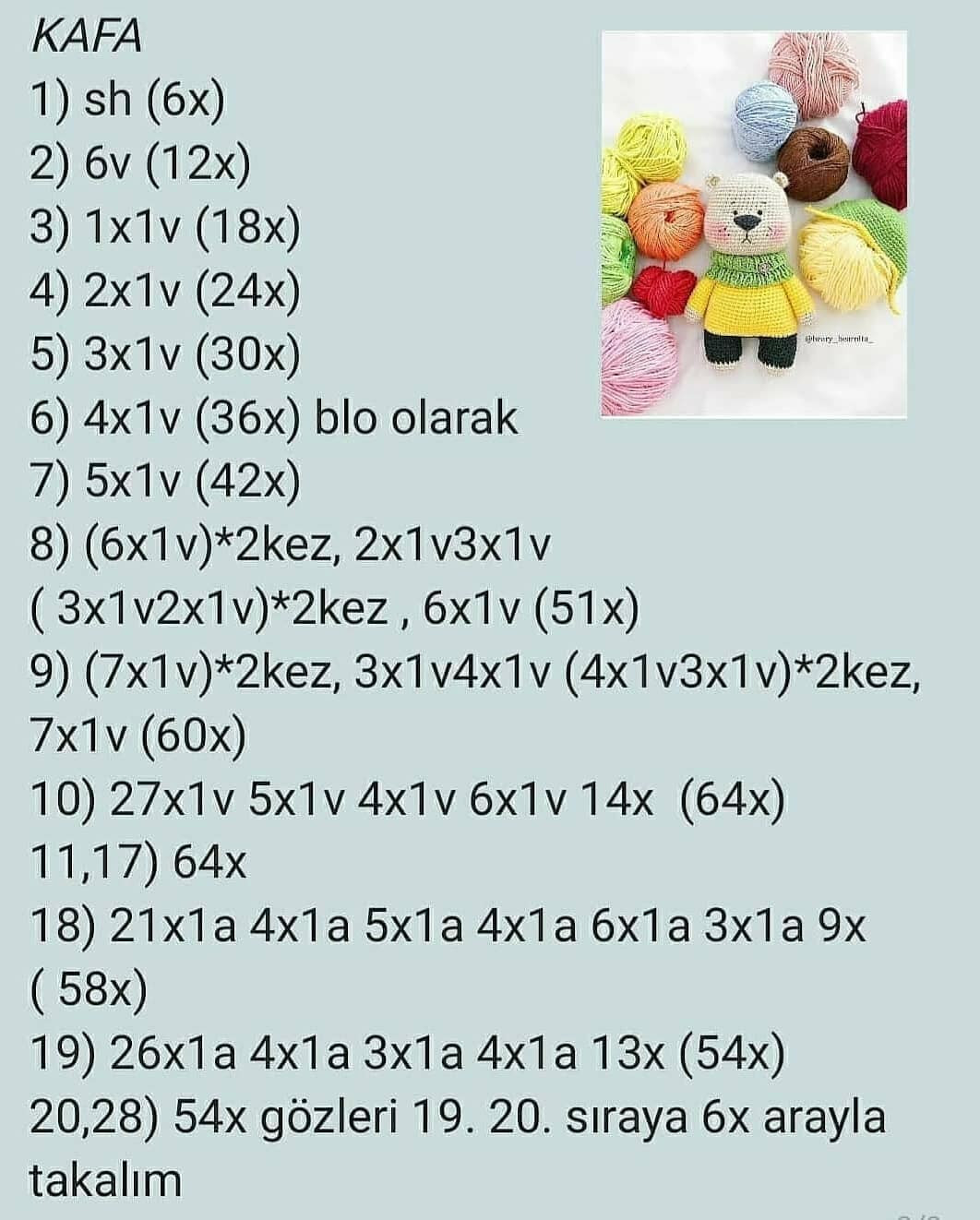 Tığ işi ayı amigurumi şeşeması