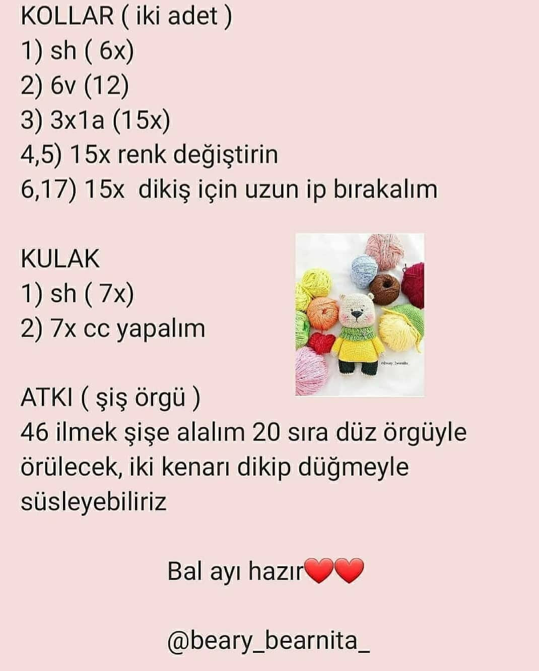 Tığ işi ayı amigurumi şeşeması
