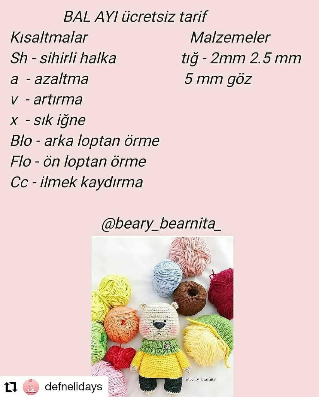 Tığ işi ayı amigurumi şeşeması