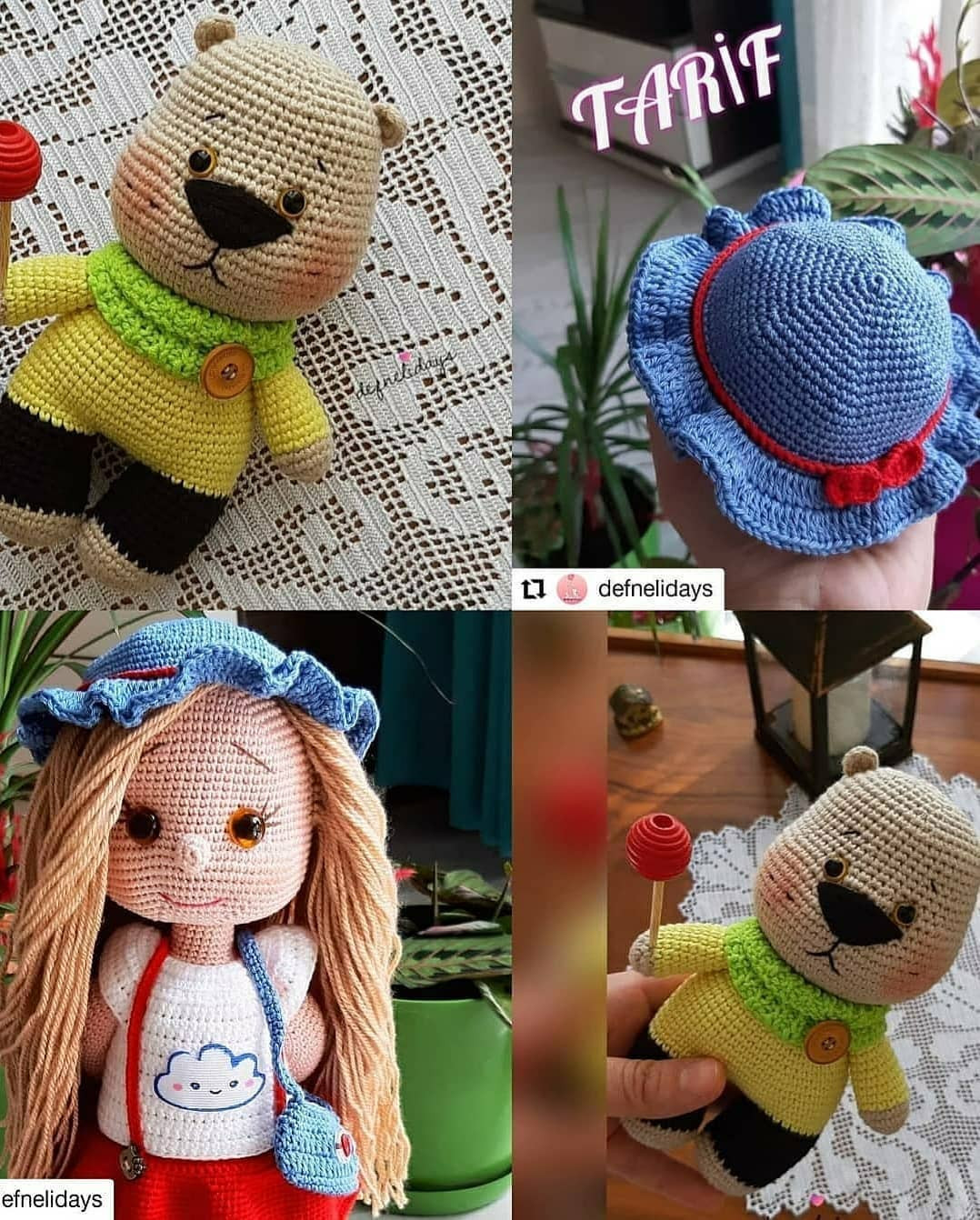 Tığ işi ayı amigurumi şeşeması