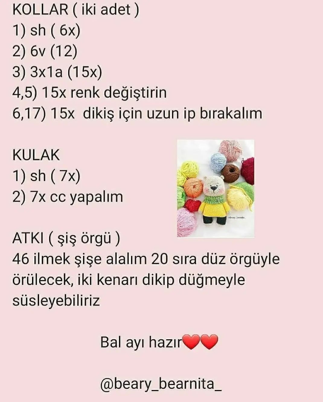 Tığ işi ayı amigurumi şeşeması