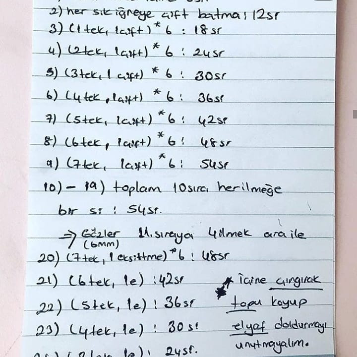 Tığ işi ayı ve çıngırak şeması