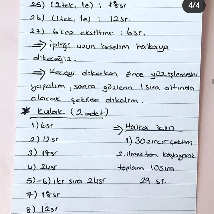 Tığ işi ayı ve çıngırak şeması