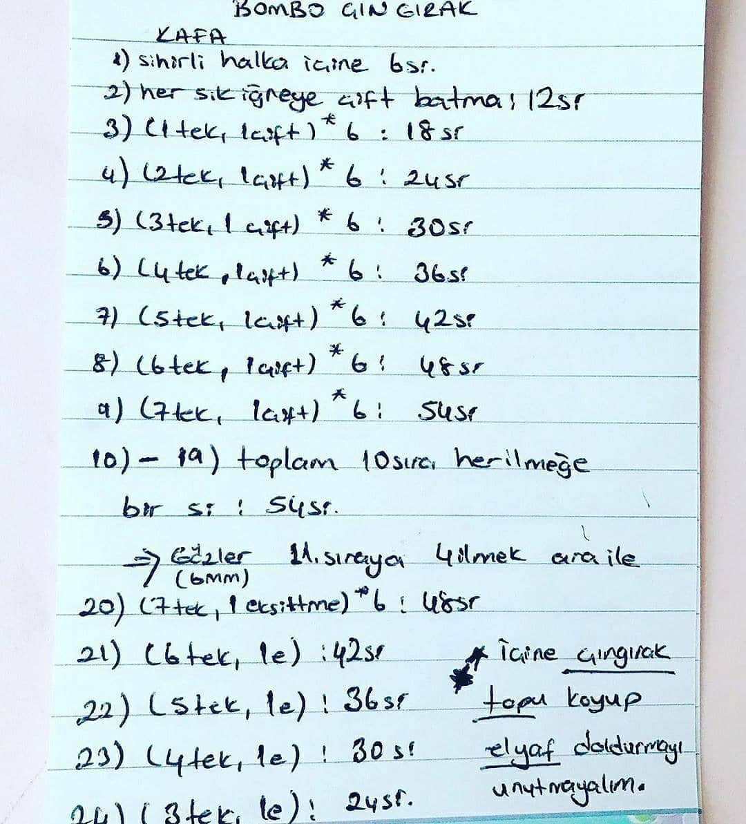 Tığ işi ayı ve çıngırak şeması