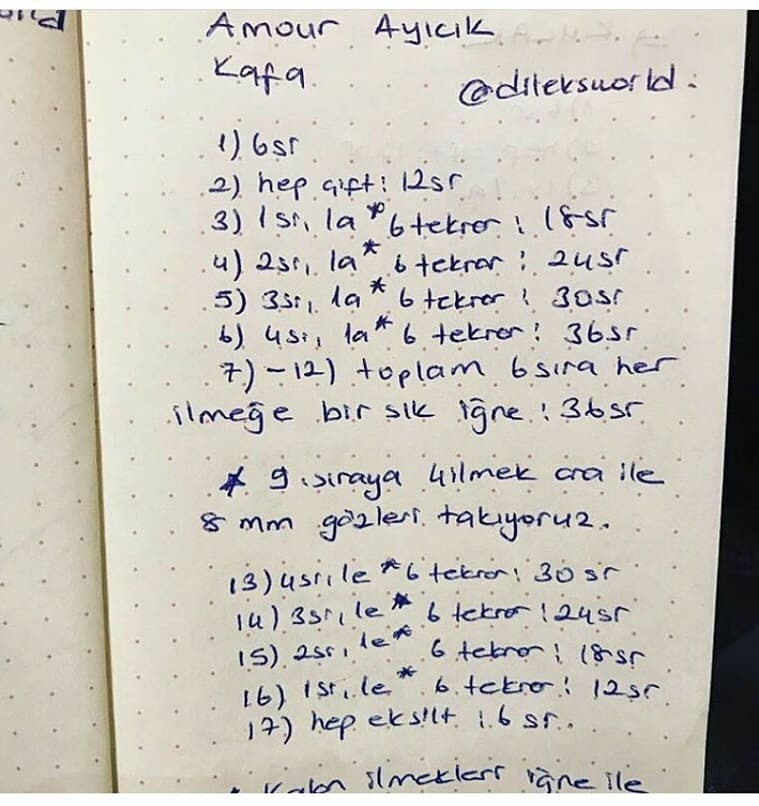 Tığ İşi Ayıcık Anahtarlık Şeması