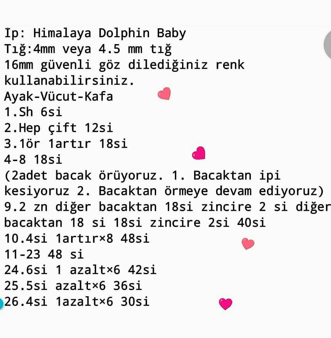 Tığ İşi Ayıcık Şeması Herkese mutlu geceler💕