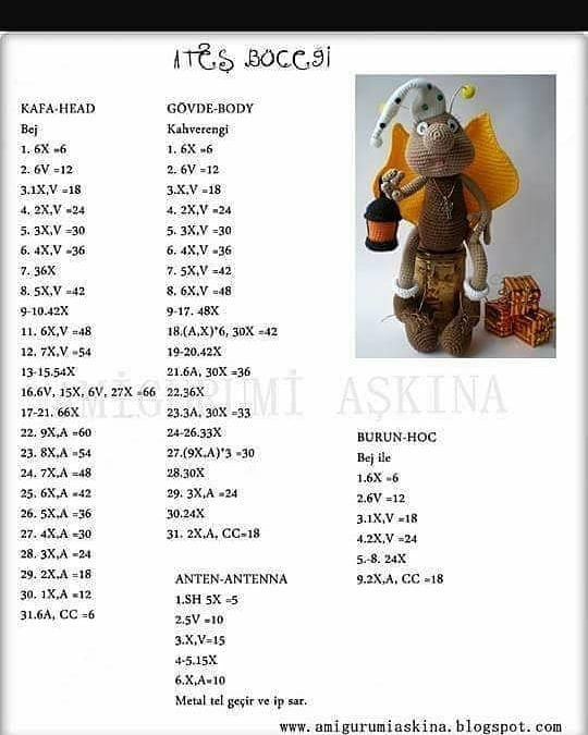 Tığ işi böcek amigurumi şeması