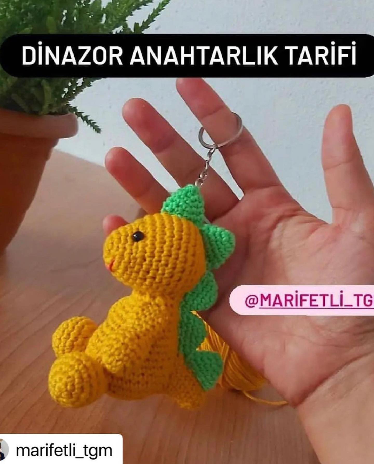 Tığ işi Dinozor Anahtarlık Şeması
