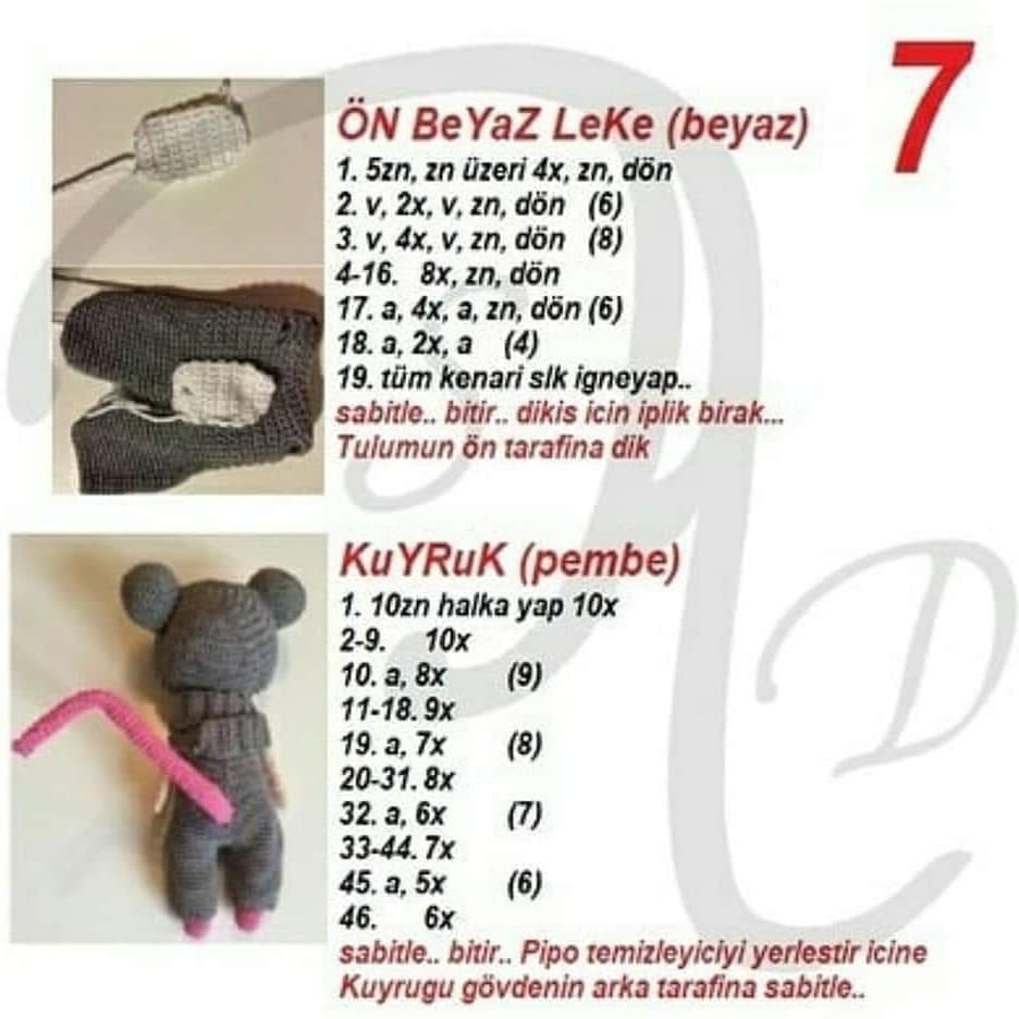 Tığ İşi Fare Bebek Şeması