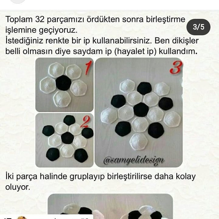 Tığ işi Minik Futbol Topu Şeması
