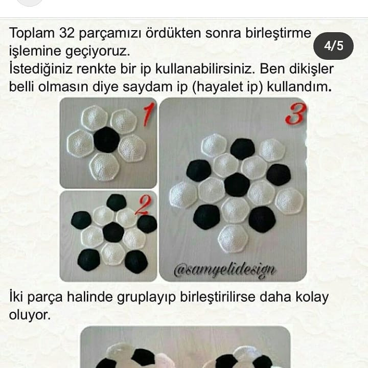 Tığ işi Minik Futbol Topu Şeması