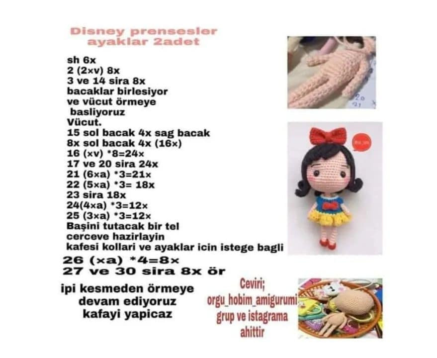 Tığ İşi Prenses Bebekler Şeması