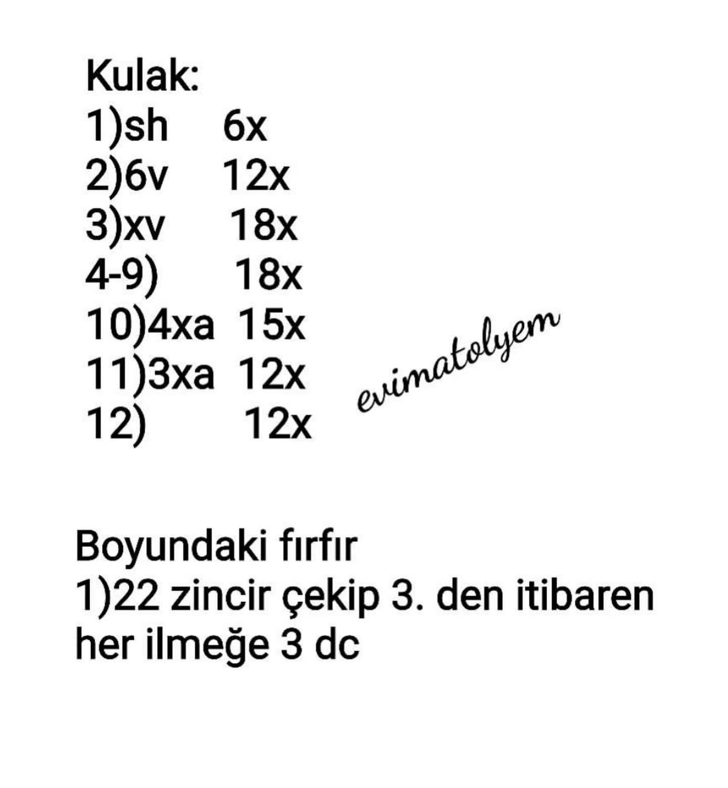 Tığ işi şeması: Kullanılan kısaltmalar ve anlamları