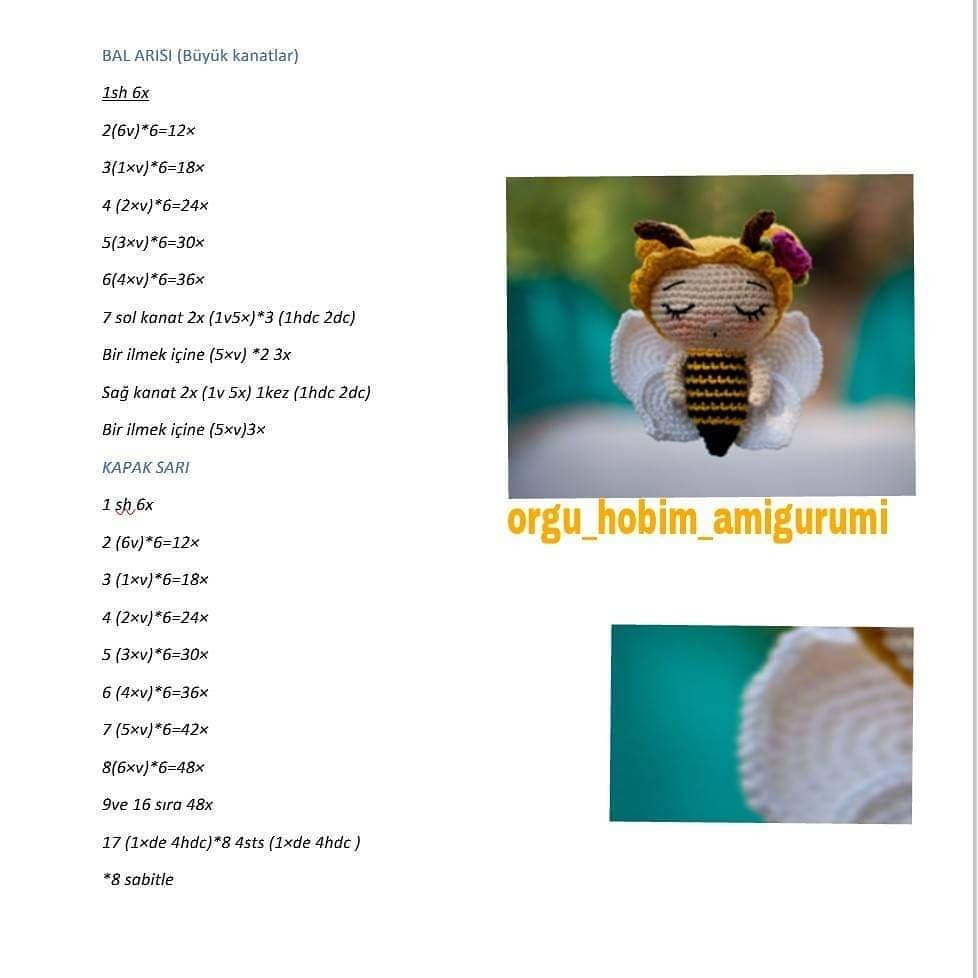 Tığ İşi Sevimli Arı Şeması