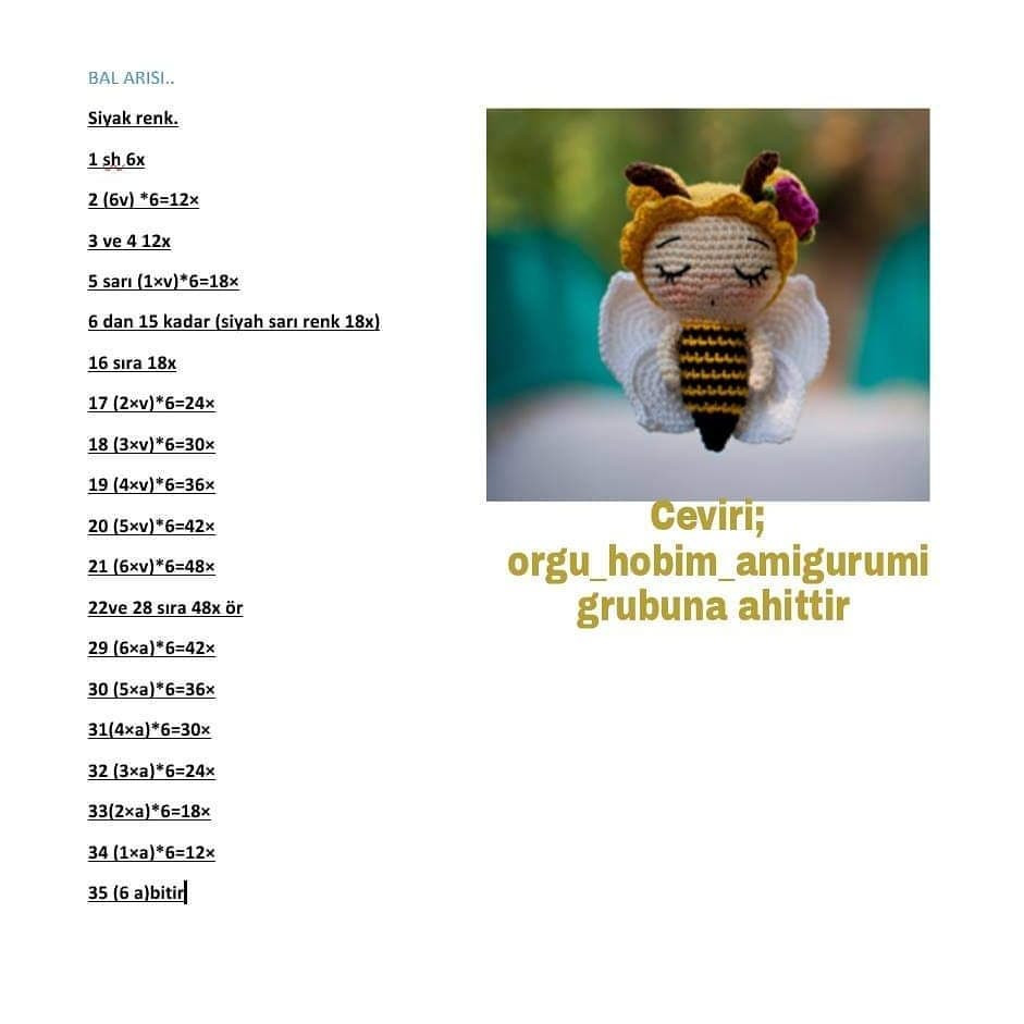 Tığ İşi Sevimli Arı Şeması