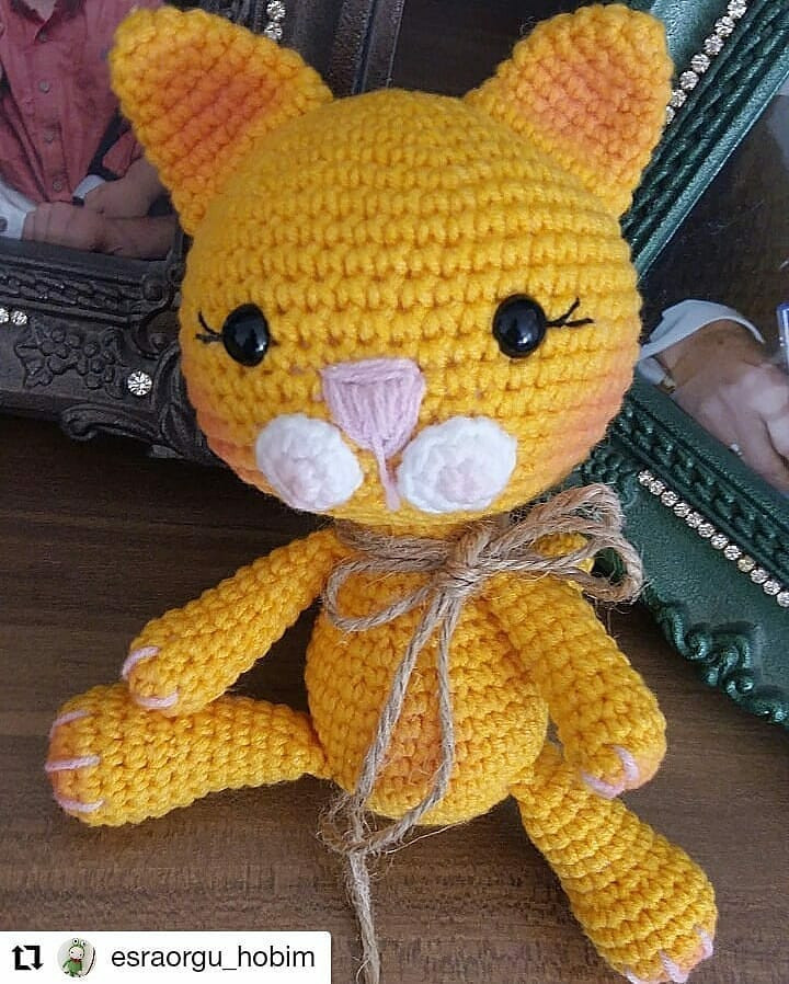 Tığ İşi Sevimli Kedi Şeması