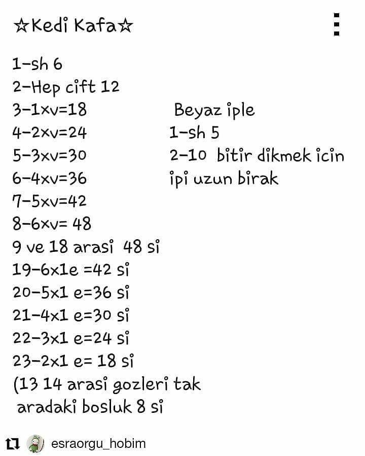 Tığ İşi Sevimli Kedi Şeması
