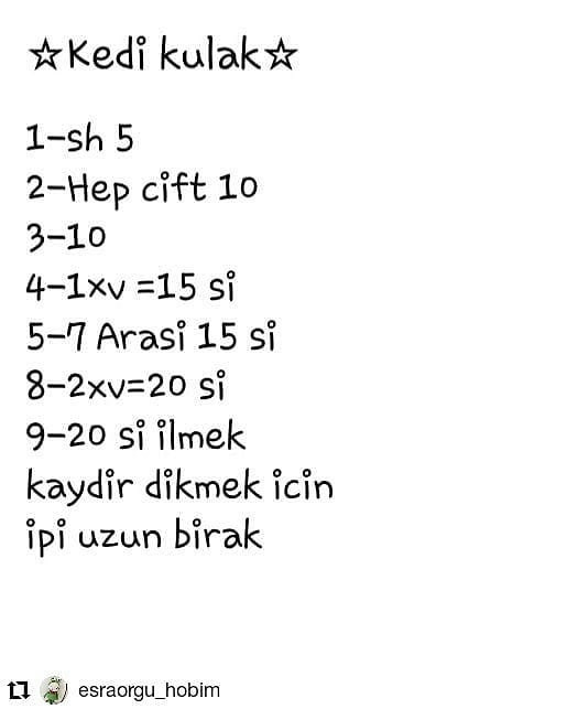 Tığ İşi Sevimli Kedi Şeması