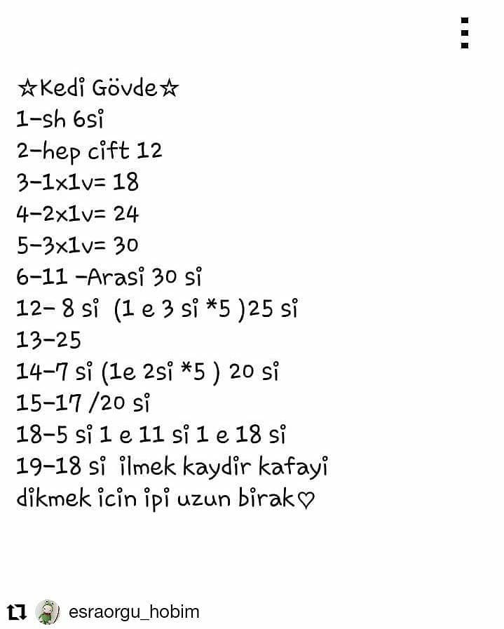 Tığ İşi Sevimli Kedi Şeması