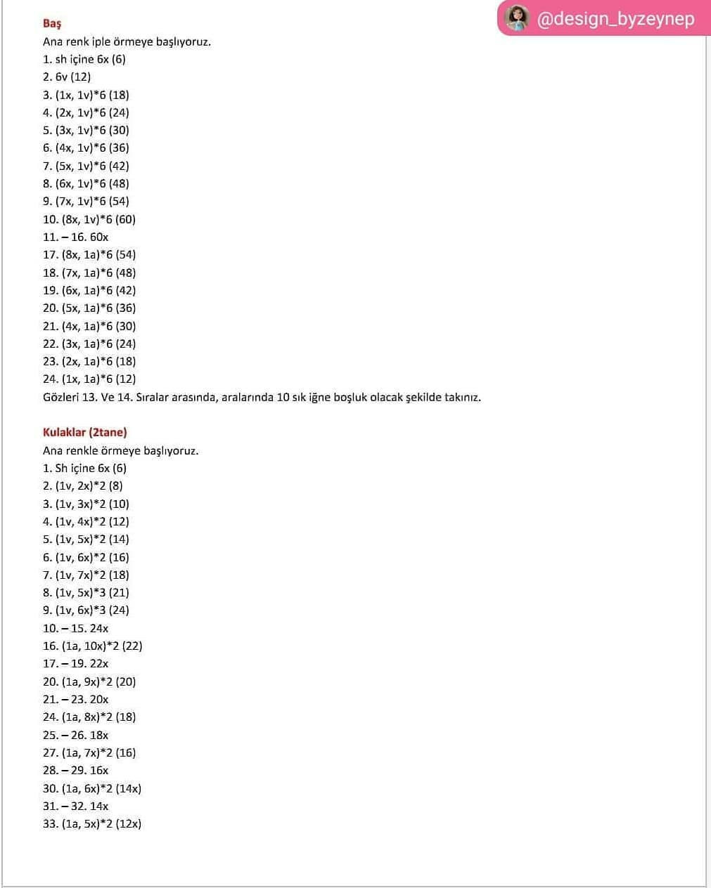 Tığ işi Tavşan Şeması çevirisi